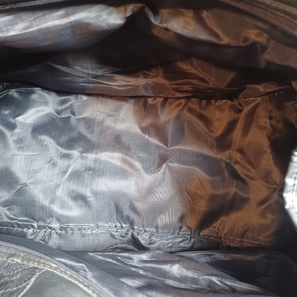 Leather luggage weekender bag lots of pockets black leather duffel bag - Picture 7 of 7